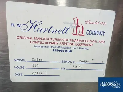 USED RW Hartnett RW Hartnett Delta Tablet Imprinter System