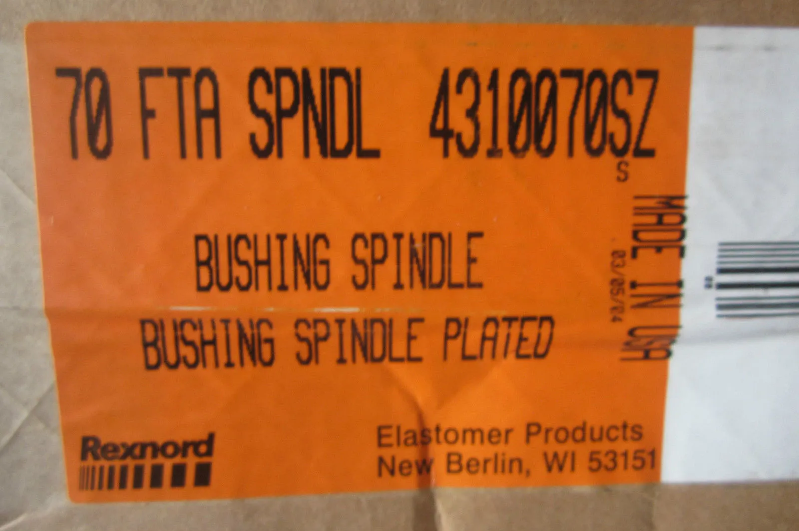NEW REXNORD 4310070SZ BUSHING SPINDLE 70 FTA SPNDL