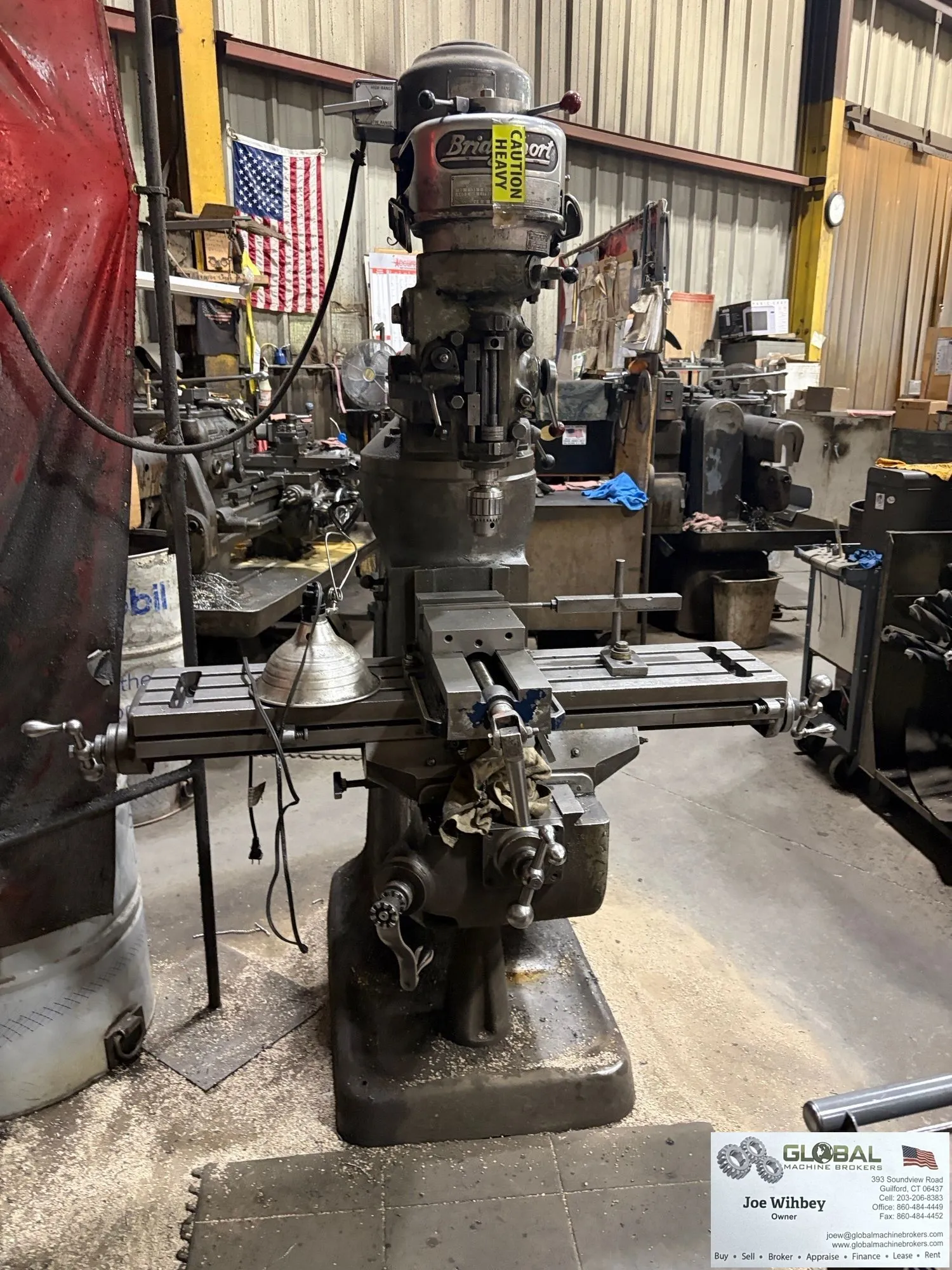 Bridgeport J-Head Series 1 42x9" Mill With 6" Vise 1HP 3ph