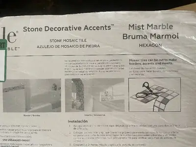 Stone Decorative Accents Mist Marble Hexagon Mosaic Tile Sheets - 14 Sheets