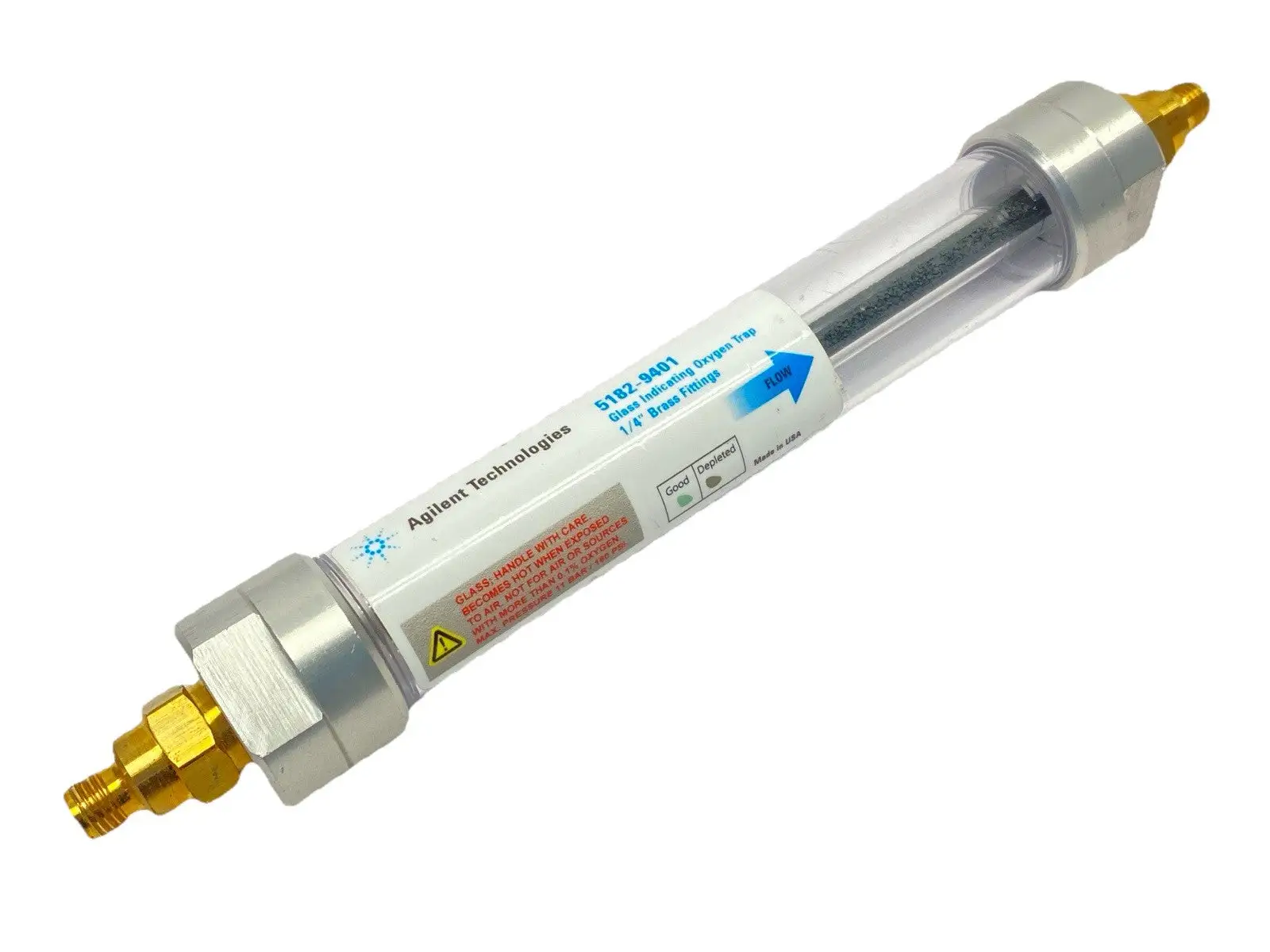 USED AGILENT GLASS INDICATING OXYGEN TRAP 1/4" 100 PSI