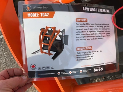 Used WOLVERINE TG42 RAW WOOD GRABBING SKID STEER ATTACHMENT Log Grapples Michigan US | Miedema Asset Management Group #1768763