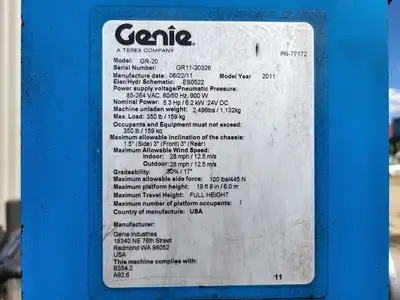 Used 2011 GENIE GR-20 Manlifts British Columbia CA | Lenmark #1426272