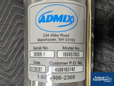 USED Admix Admix Rotosolve Mixer, Model 105RS70SS