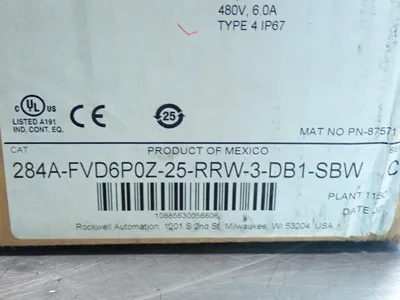 New | in-Stock ALLEN BRADLEY 284AFVD6P0Z25RRW3DB1SBW Motor Controllers Ohio US | HGR 24 #1064880