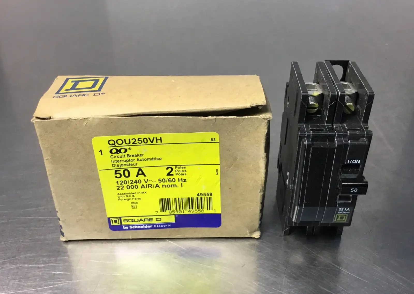 SQUARE D QOU250VH Circuit Breaker,50A,120/240V,2P 4E-8