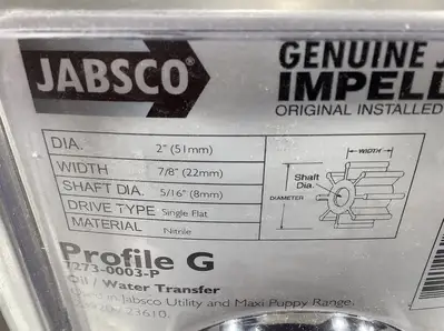Jabsco 7273-0003-P Impeller 6 Blade Nitrile 2"x7/8" Profile G Shaft 5/16 5D-34