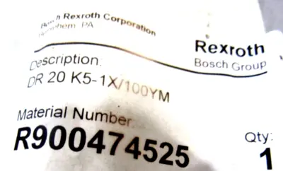 NEW REXROTH R900474525 PRESSURE REDUCING VAVLE DR 20 K5-1X/100YM