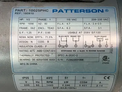 Used PATTERSON 10025PHC Motors (misc) Ohio US | HGR 24 #1325012