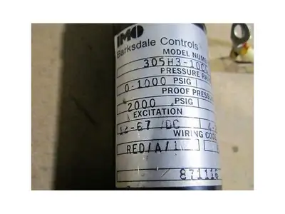 Barksdale 305H3-10CG-11-L Pressure Transducer 0-1000psi
