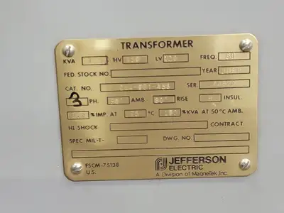 Used 1988 JEFFERSON ELECTRIC 244-001-458 Transformers British Columbia CA | Lenmark #265747