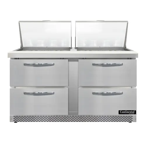 Continental D60N24M-FB-D 60" Designer Line Sandwich/salad Prep Table W/ Refrigerated Base, 115v