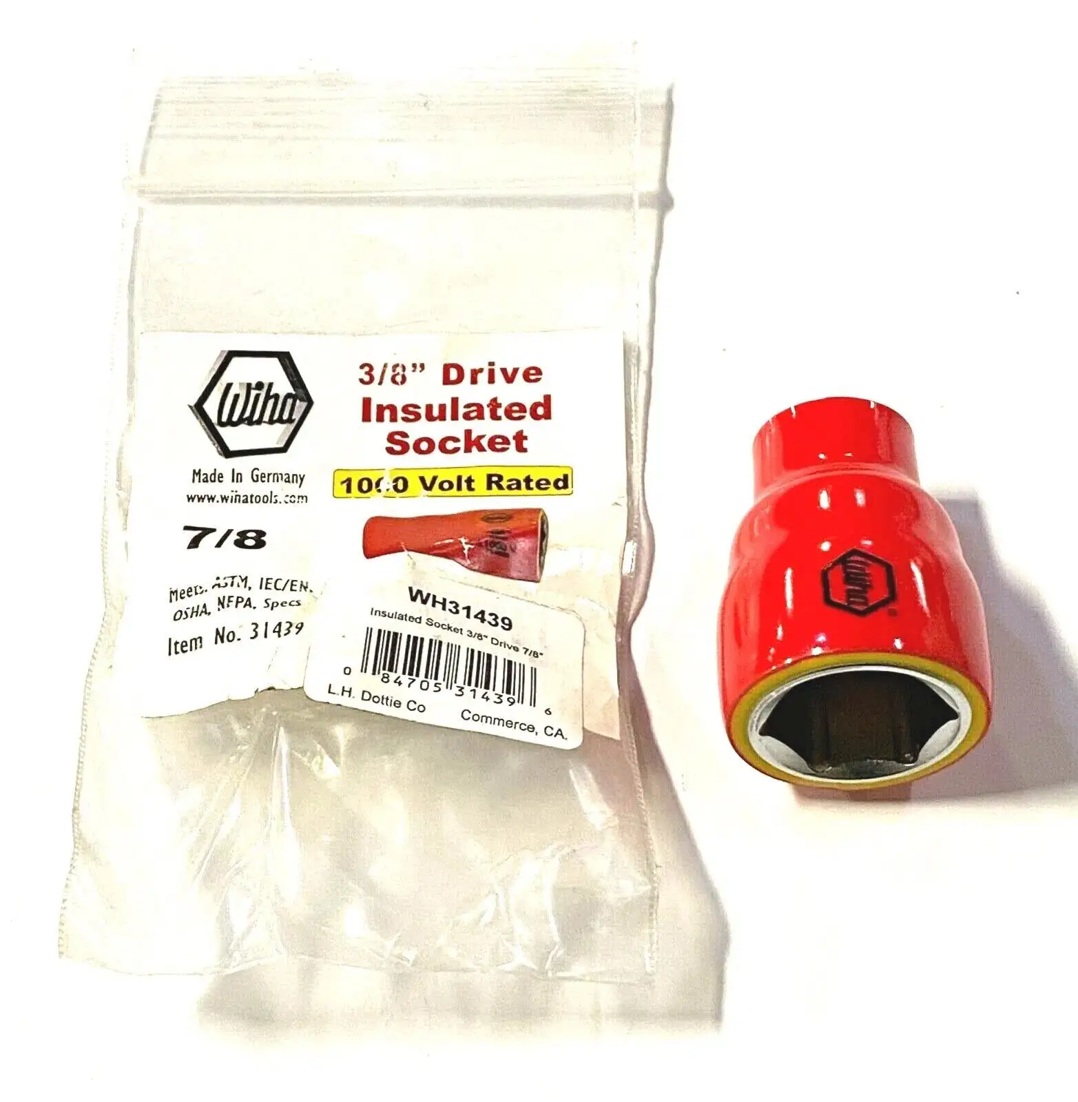 Wiha 3/8" Drive 7/8" Insulated Socket 1000 Volt Rated Made In Germany