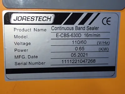 Used JORESTECH ECBS630D Sealers Ohio US | HGR 24 #750834