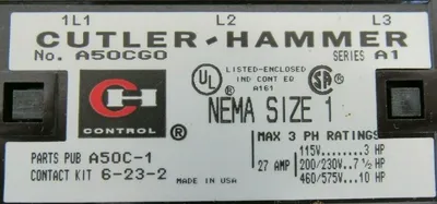 NEW CUTLER HAMMER A50CG0 STARTER SIZE 1 SER.A1