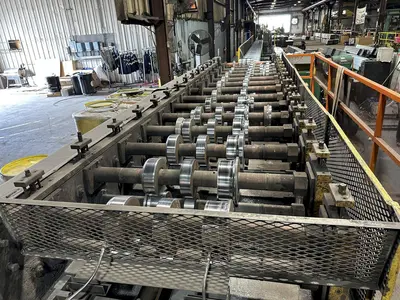 15 STAND  X 3" ARBOR  X 50" PEARSON LOC SEAM ROLL FORMING PANEL MILL. STOCK # 0663325
