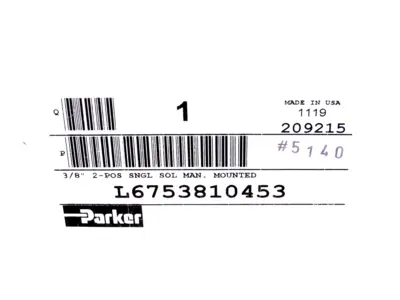 NEW PARKER L6753810453 PNEUMATIC VALVE 3/8"