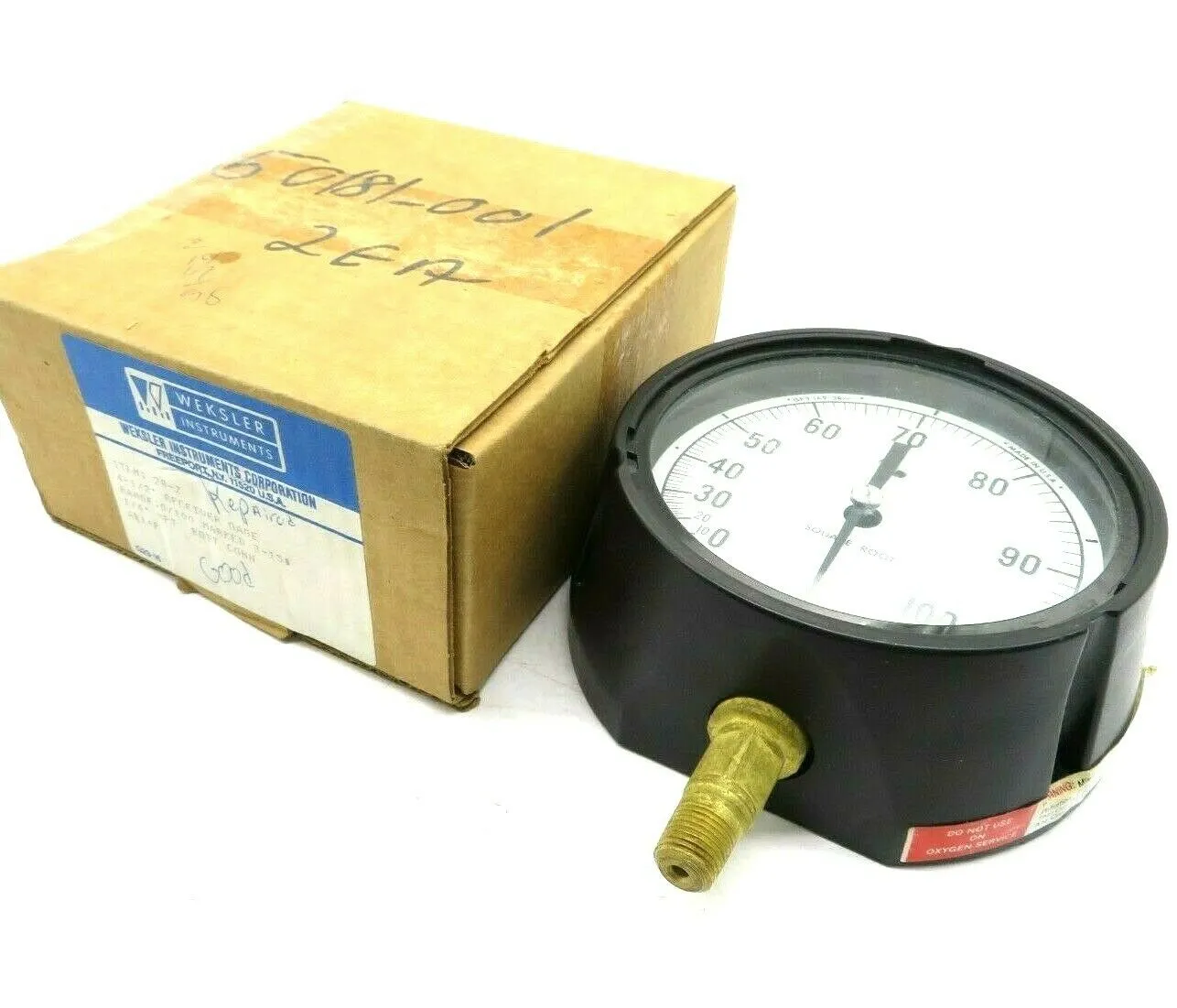 REPAIRED WEKSLER INSTRUMENTS 28-Z RECEIVER GAGE 28Z RANGE 0-100 4 1/2 INCH FACE