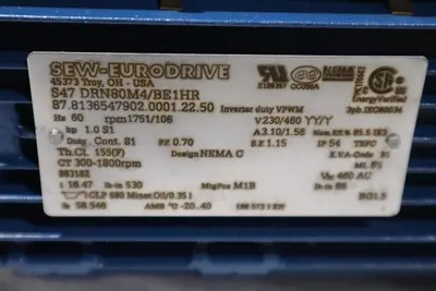 NEW Sew Eurodrive S47 DRN80M4/BE1HR Helical Worm Gearmotor STOCK HP146