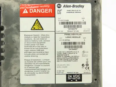 Allen Bradley 2711P-T7C4D8 PanelView Plus 700 Touch Panel Terminal Interface 24V