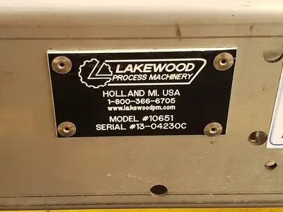 USED LAKEWOOD PROCESS MACHINERY 10651