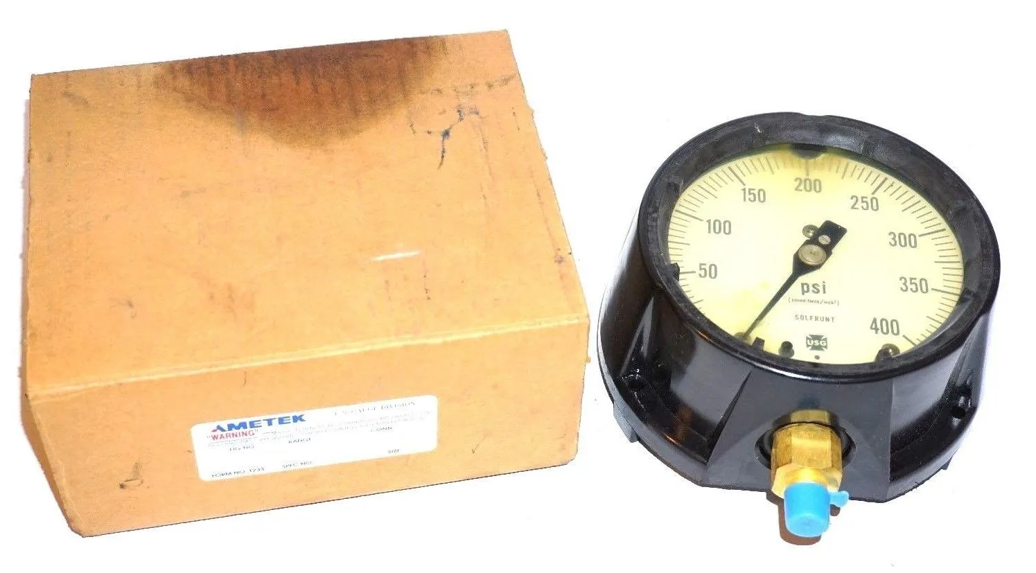 NEW AMETEK 1980L 4 1/2" PRESSURE GAUGE 400 PSI RANGE 50-400