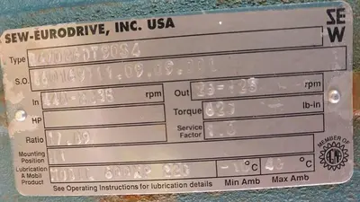 Conveyor, Screw, 9.5" x 5'9", S/st, 1.5 HP, 10" In/Out, #C742698