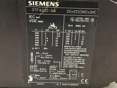 USED SIEMENS 3TF4222-0A