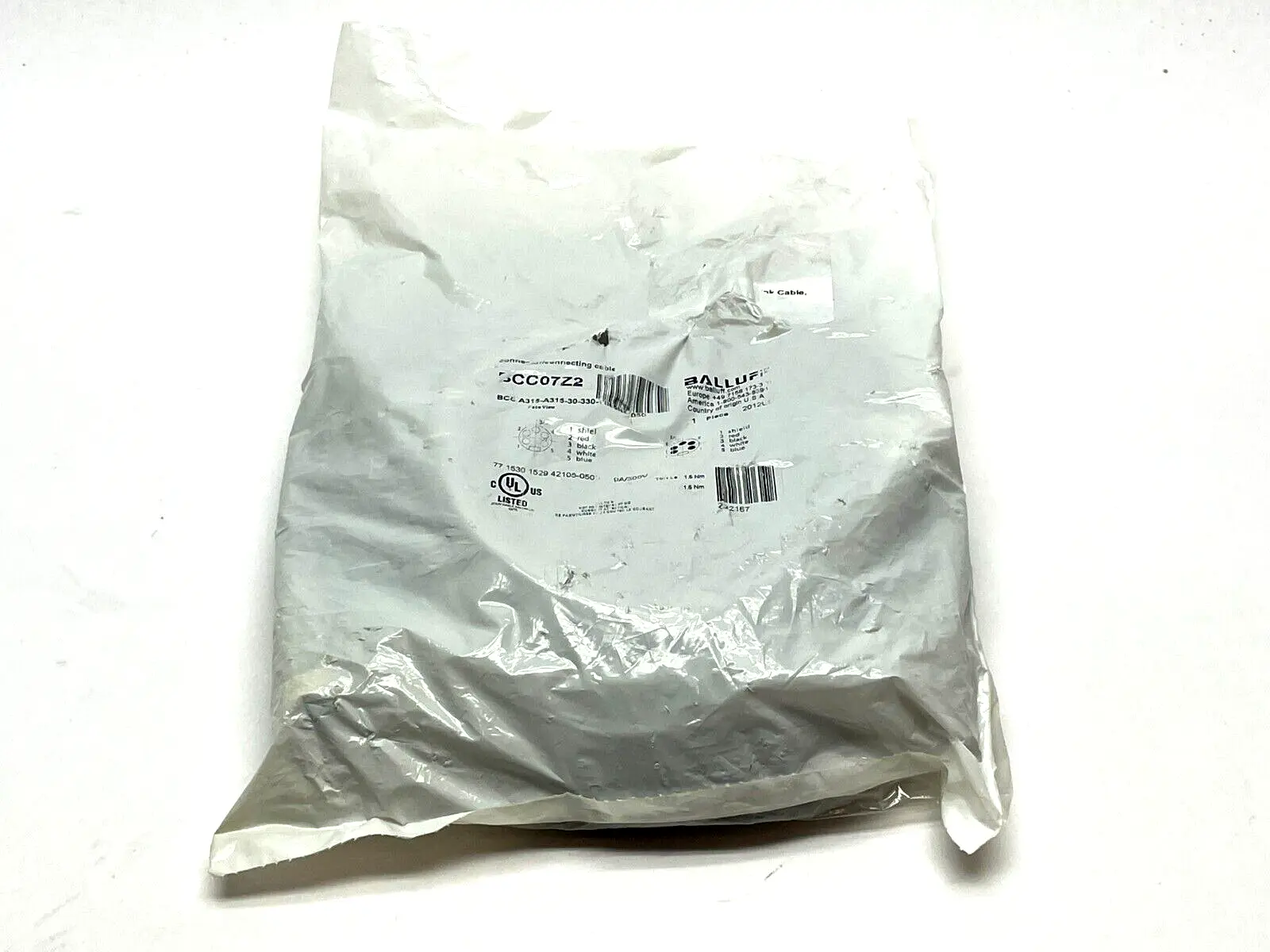 New | in-Stock Balluff Double-Ended Cordset 5m Length BCC A315-A315-30-330-VS85N4-050 Connector Accessories Michigan US | Maverick Industrial Sales #1424661