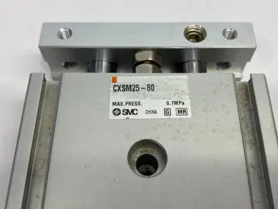 USED SMC DUAL-ROD GUIDED SLIDE CYLINDER 25MM BORE, 80MM STROKE