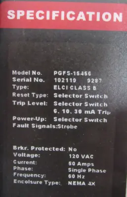 NEW LINE GARD PGFS-1545G RESET CONTROL BOX PGFS1545G