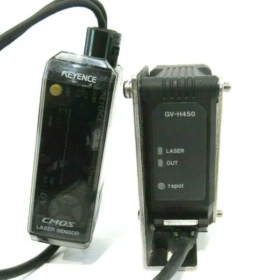 USED KEYENCE GV-21P LASER SENSOR W/ GVH450 SENSOR HEAD GV21P