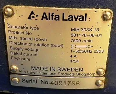 Alfa-Laval EMMIE MIB 303S-13 oil purifier module.