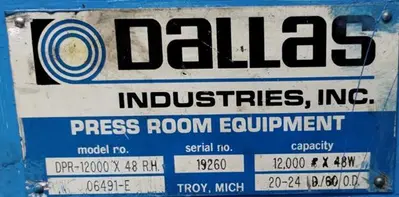 USED DALLAS DPR-12000 X 48" RH