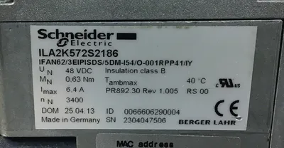 SCHNEIDER ELECTRIC ILA2K572S2186 Integrated Servo Motor 48VDC 1D