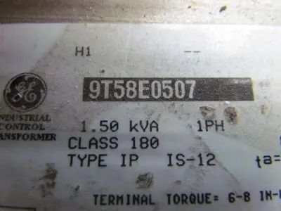 General Electric 9T58E0507 Transformer 1.5 KVA 400/480V Pri 200/120V SEec1PH
