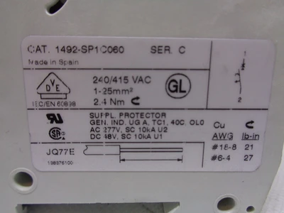 USED ALLEN BRADLEY 1492-SP1C100