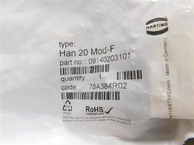 lot of 2 Harting 09140203101 Female Han Modular EEE Connectors Han 20 Mod-F New