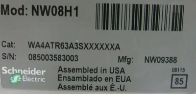 NEW SQUARE D NW 08 H1 MASTERPACT BREAKER 800A WA4ATR63A3SXXXXXXA NW08H1