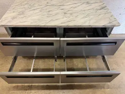 Used Delfield Used Delfield UCD4064N 4 - drawer Worktop Refrigerator With Marble Top 115V Worktop Refrigerators Illinois US | Falcon Restaurant Supply #1373796