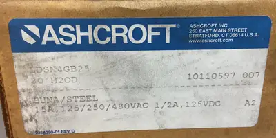 Ashcroft Pressure Switch LDSN4GB25 125/250/480 VAC 30" H2OD 1/2A 21.6PSI 6B