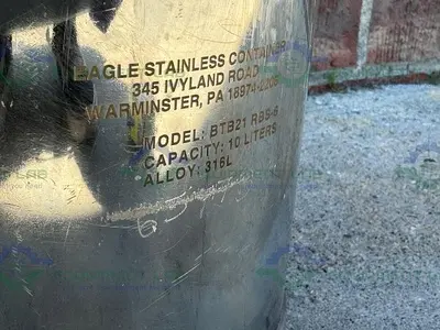 USED EAGLE STAINLESS BTB21 10 LITER STAINLESS STEEL BOTTLE W/ 3 ITT VALVES