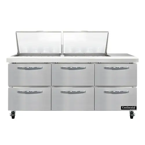 Continental SW72N24M-D 72" Sandwich/salad Prep Table W/ Refrigerated Base, 115v