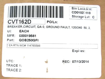 NEW SQUARE D QOB250GFI CIRCUIT BREAKER