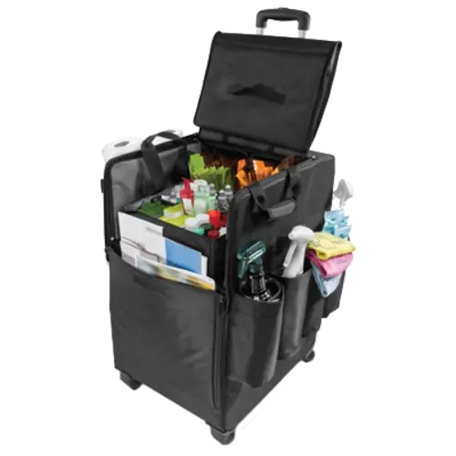Forbes Industries In Room Rolling Housekeeping Cart w/ Handle - 20"L x 16"W x 28 3/4"H, Nylon, Black (2088)