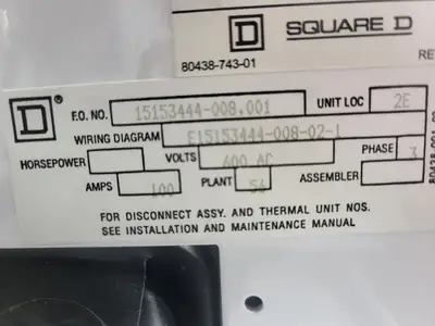 USED SQUARE D MODEL 6