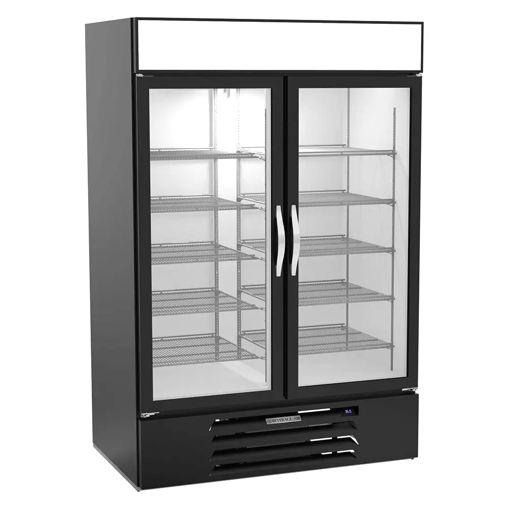 Beverage-Air MMR49HC-1-B-IQ 52" Marketmax™ Two Section Glass Door Merchandiser - (2) Left/right Hinge Swing Doors, Black, 115v