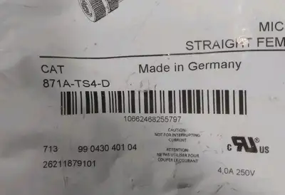Allen Bradley 871A-TS4-D Ser B Micro 4 Pin Straight Female PG7 Loc5C6