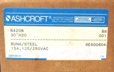 NEW ASHCROFT B420B PRESSURE SWTCH