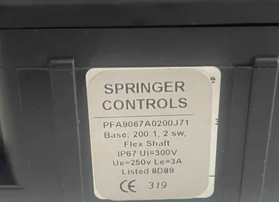 NEW SPRINGER CONTROLS PFA9067A0200J71 ROTARY LIMIT SWITCH